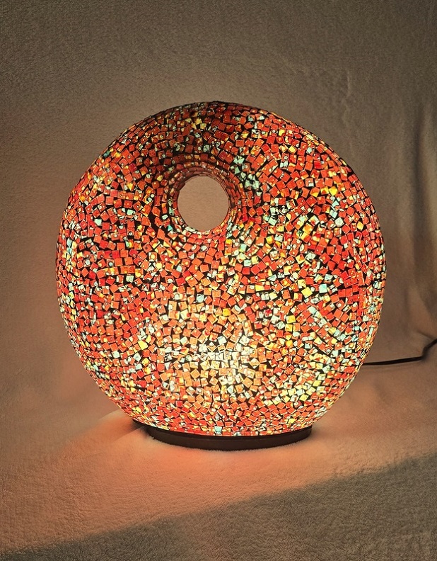 Stolní lampa ART DONAT vínová, 36 cm,ruční práce