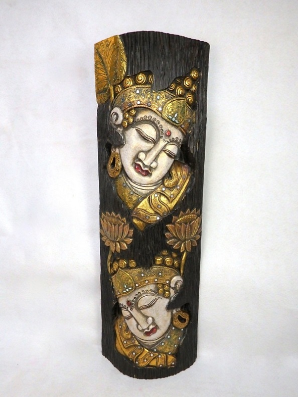 Socha BALI, černo-zlatá, 118 cm, originál, ruční práce, Indonésie