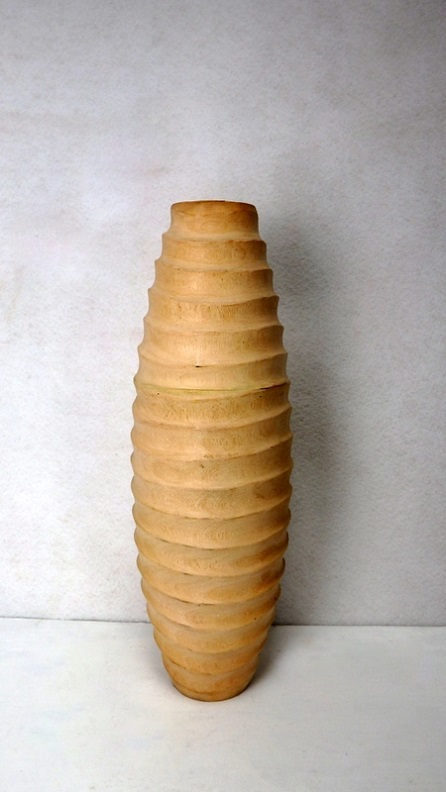 Váza dřevěrná LIONETTA, hnědá natural, 62 cm, ruční práce