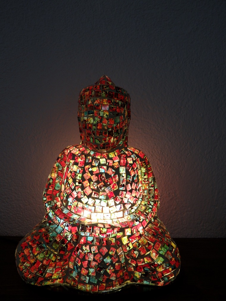 Stolní lampa Budha, ruční práce, mozaika