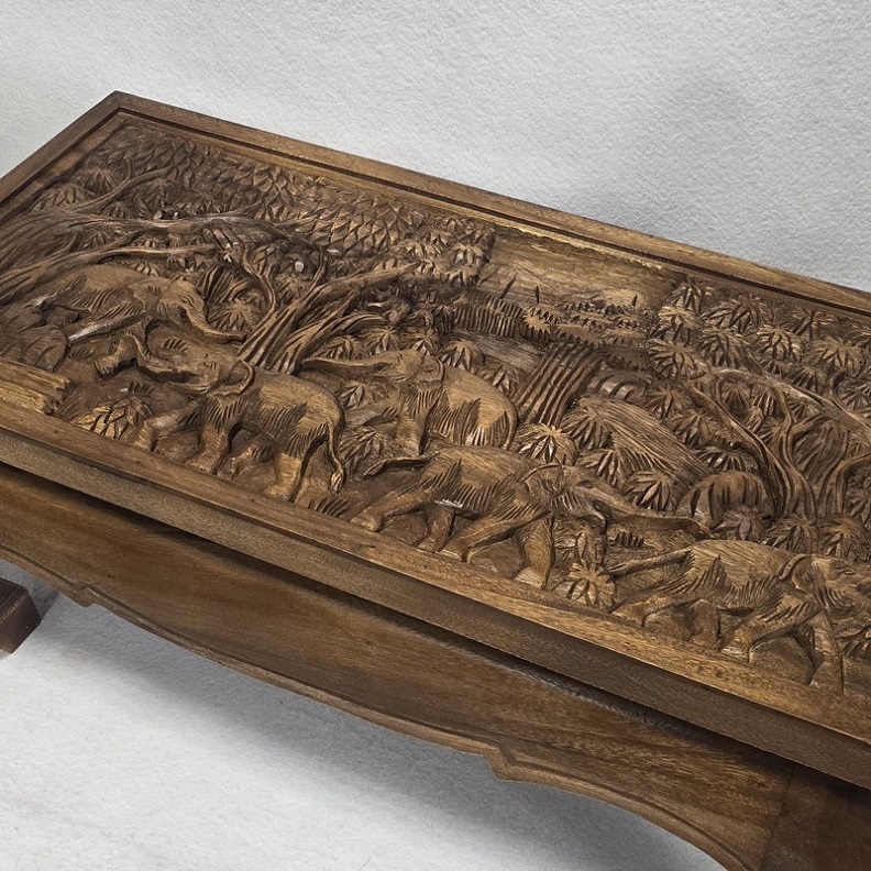 Konferenční stolek  SUMATRA  hnědý, dřevo, ruční práce, 100 cm