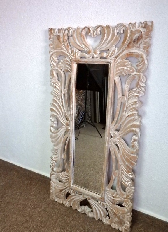 Zrcadlo SIRENE hnědá natural, 120x60 cm,exotické dřevo, ruční práce