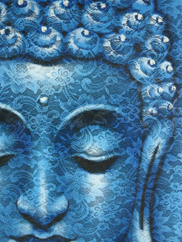 Obraz Budha, ruční malba, modrý, 80x60 cm