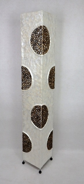 Stojací lampa MIRABELLA, bílá, pravá perleť, ruční práce, 150 cm