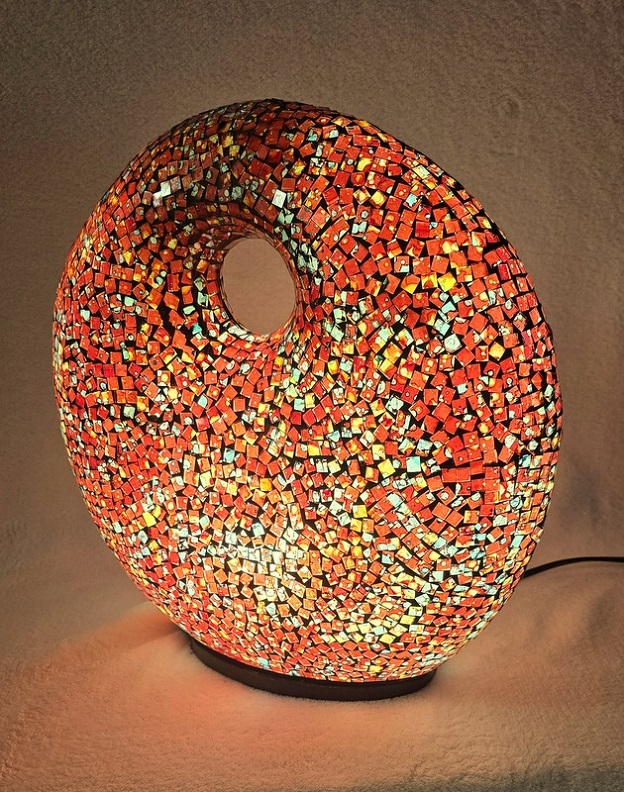 Stolní lampa ART DONAT vínová, 36 cm,ruční práce