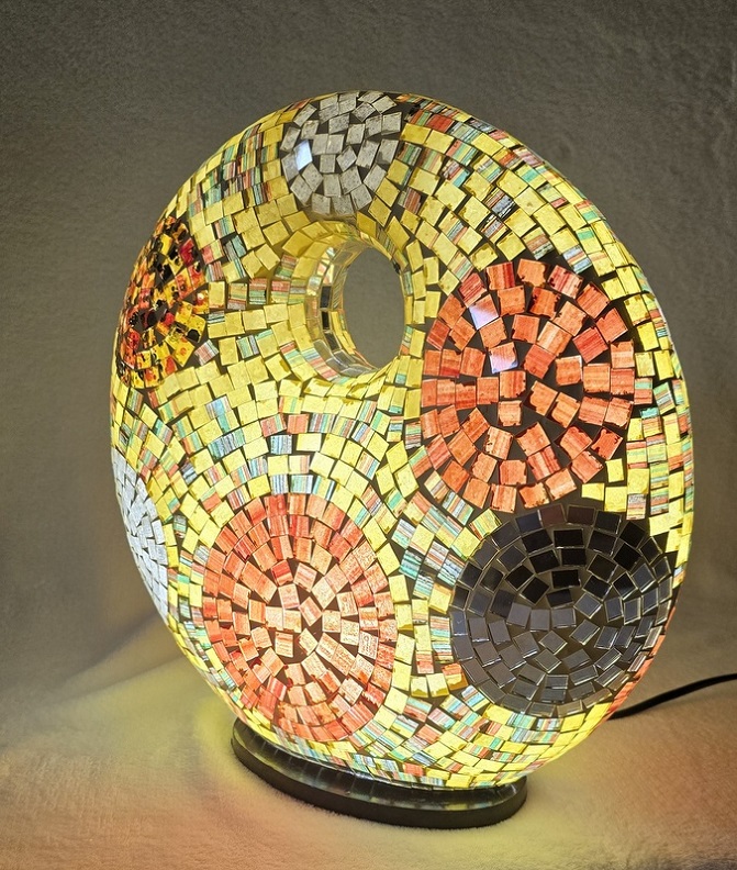 Stolní lampa ART DONAT žlutá,37 cm, ruční práce