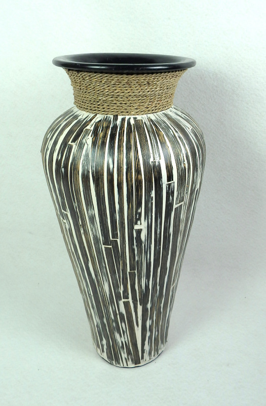 Váza BAMBOO I, 60 cm, tmavá hnědá, keramika, ruční práce,