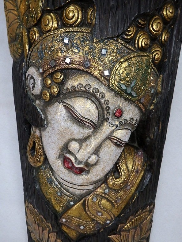 Socha BALI, černo-zlatá, 118 cm, originál, ruční práce, Indonésie