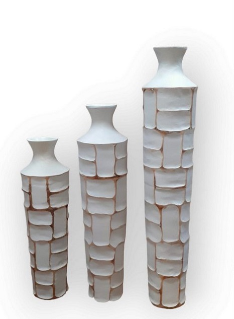 Váza bílá MIRIEL, dřevo mango, ruční práce