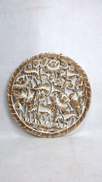 Závěsná dekorace, teakové dřevo, ruční práce, 60 cm