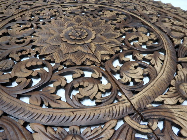 Závěsná dekoracie Mandala 120 cm, hnědá patina, teakové dřevo