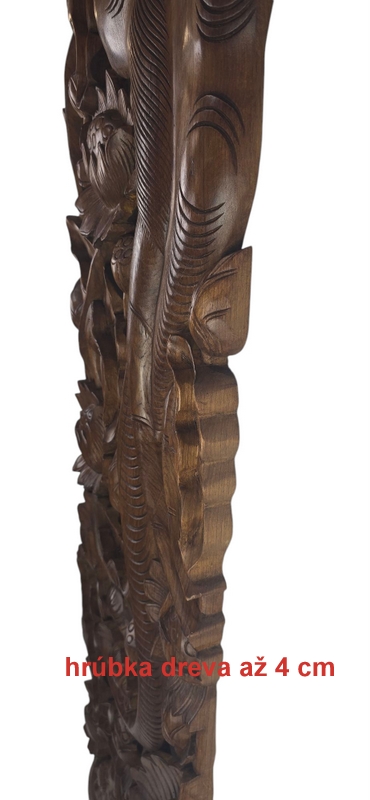 Závěsná dekorace 180x45cm, duální pár, teak, ruční práce, Thajsko