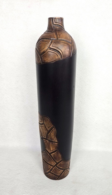 Váza DANAE, černá, exotické dřevo 65 cm, ruční práce