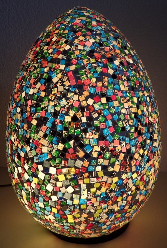 Stolní lampa EGG barevná, 50 cm, mozaika, ruční práce