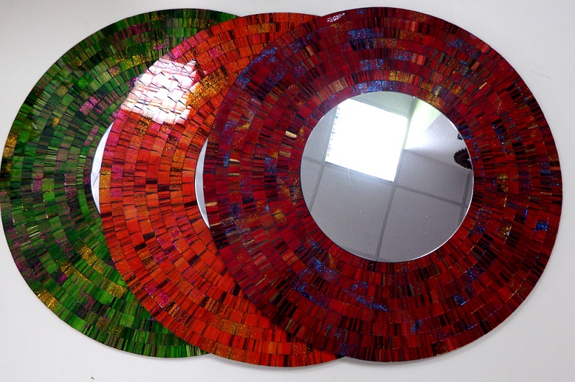Zrcadlo kulaté- MOZAIKA, ruční práce, 50 cm