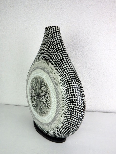 Stolní lampa MANDALA bílá, 40 cm, ručně oboustranně malovaná
