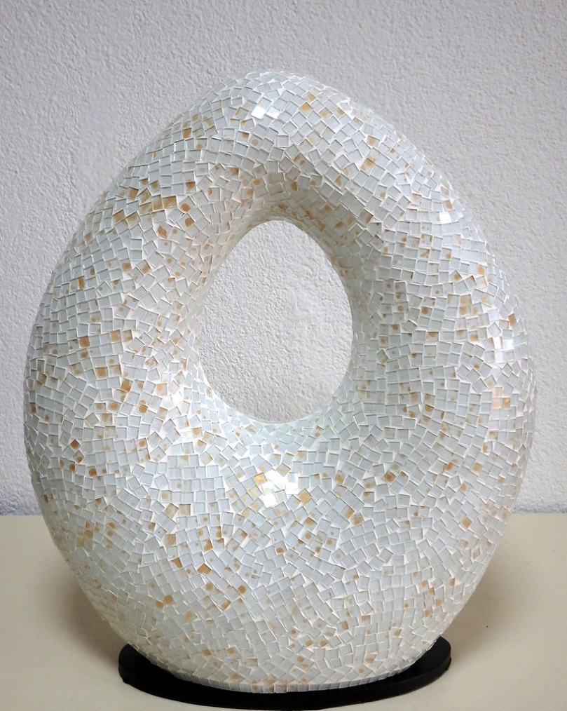 Stolní lampa bílá, ART OVAL, 50 cm, ruční práce