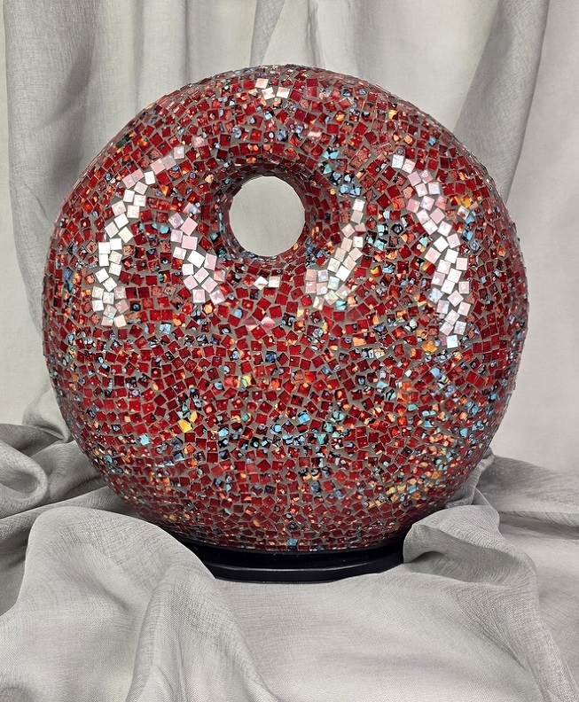 Stolní lampa ART DONAT vínová, 36 cm,ruční práce