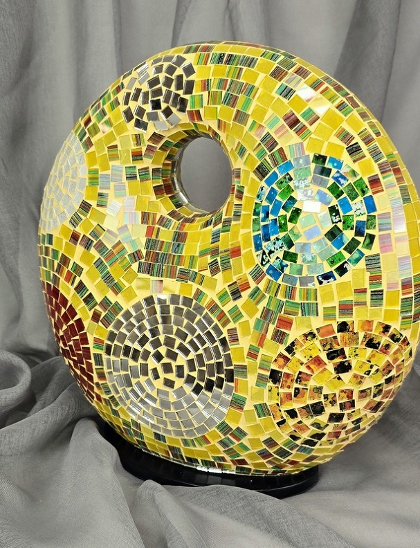 Stolní lampa ART DONAT žlutá,37 cm, ruční práce