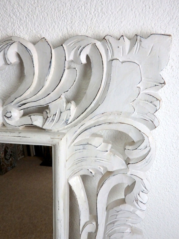 Zrcadlo SIRENE bílé, 120x60 cm, exotické dřevo, ruční práce