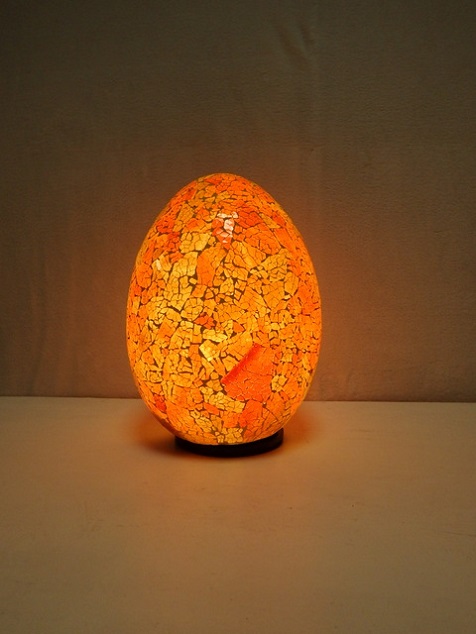 Lampa stolní oranžová Egg, 35 cm, ruční práce,