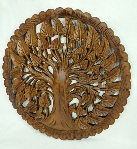 Závěsná dekorace Mandala STROM ŽIVOTA, 90 cm, kulatá, teakové dřevo