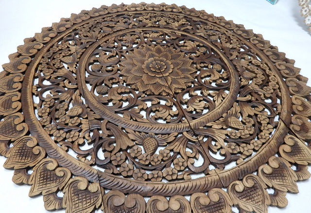 Závěsná dekoracie Mandala 120 cm, hnědá patina, teakové dřevo