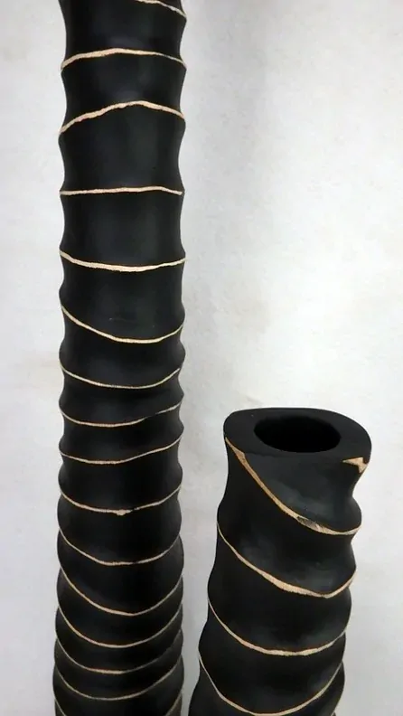 Váza dřevo mango ESTILÉ, černá, ruční práce