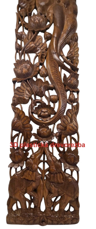 Závěsná dekorace 180x45cm, duální pár, teak, ruční práce, Thajsko
