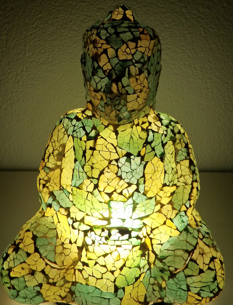 Stolní lampa Budha, ruční práce, mozaika
