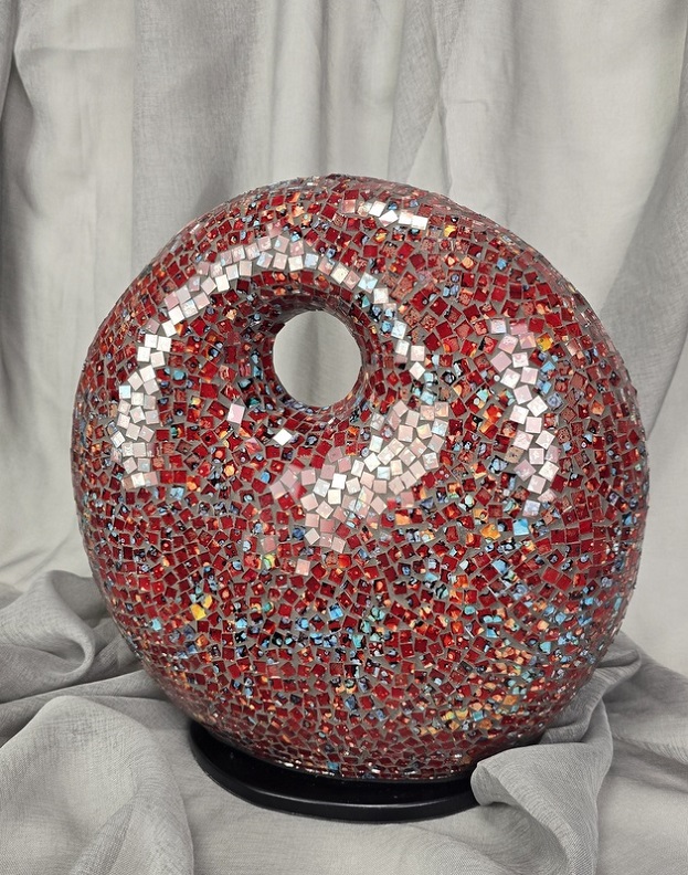 Stolní lampa ART DONAT vínová, 36 cm,ruční práce