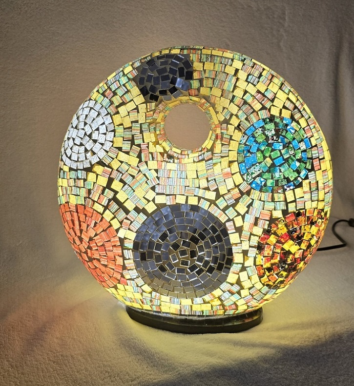 Stolní lampa ART DONAT žlutá,37 cm, ruční práce