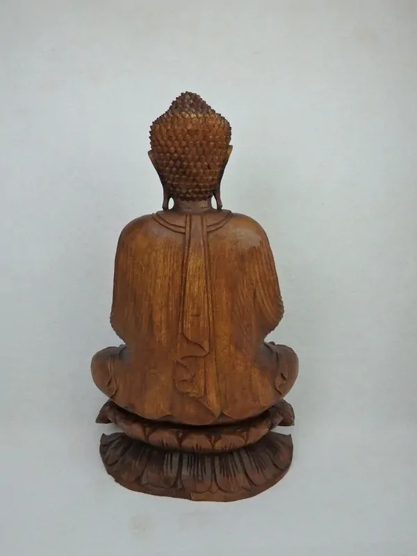 Socha BUDHA sedící, 80 cm, exotické dřevo, ruční práce, Thajsko