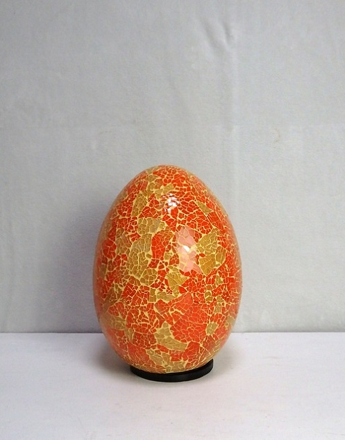 Lampa stolní oranžová Egg, 35 cm, ruční práce,