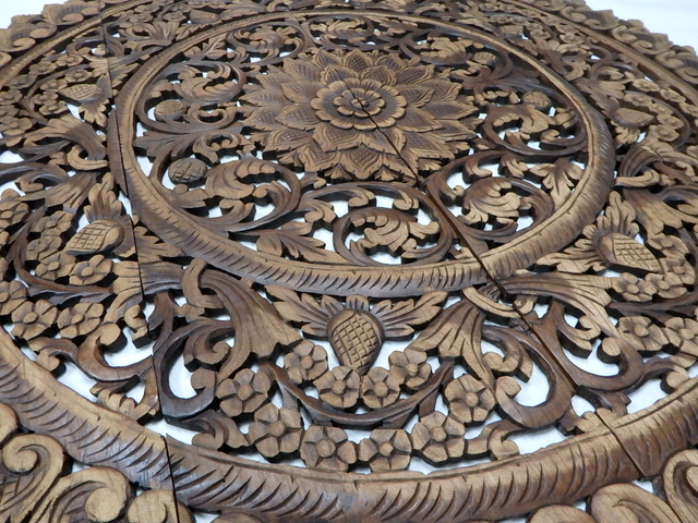 Závěsná dekoracie Mandala 120 cm, hnědá patina, teakové dřevo