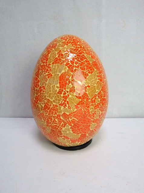 Lampa stolní oranžová Egg, 35 cm, ruční práce,