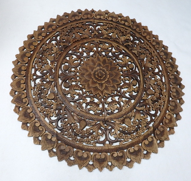 Závěsná dekoracie Mandala 120 cm, hnědá patina, teakové dřevo