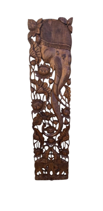 Závěsná dekorace 180x45cm, duální pár, teak, ruční práce, Thajsko