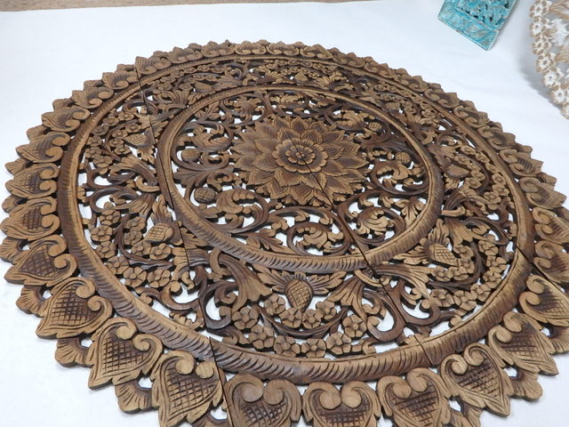 Závěsná dekoracie Mandala 120 cm, hnědá patina, teakové dřevo