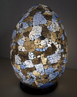 Stolní lampa modrá EGG,35 cm, ruční práce, mozaika
