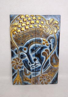 Závěsná dekorace BUDHA modrý, exotické dřevo, ruční práce