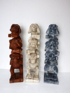 Soška 3 opice, exotické dřevo , ruční práce, 50 cm