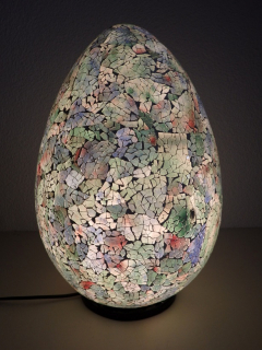 Stolní lampa sivá EGG,45 cm,  mozaika, ruční práce