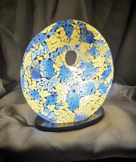 Stolní / noční lampa modrá DONAT, mozaika, ruční práce