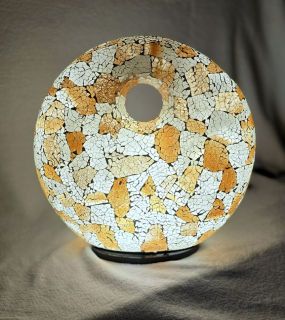 Stolní lampa bílá-zlatá, DONAT mozaiková, ruční práce