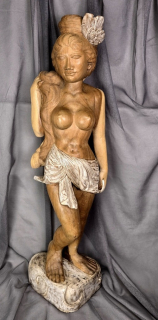 Socha Žena s květem 100 cm, dřevo, ruční práce