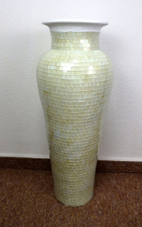 Váza DIVA  vanilka,keramika, ruční mozaika