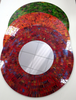 Zrcadlo kulaté- MOZAIKA, ruční práce, 50 cm