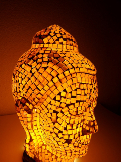  Stolní lampa  modrá, oranžová -  BUDHA , ruční práce