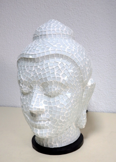 Stolní lampa bílá Budha , mozaiková, ruční práce